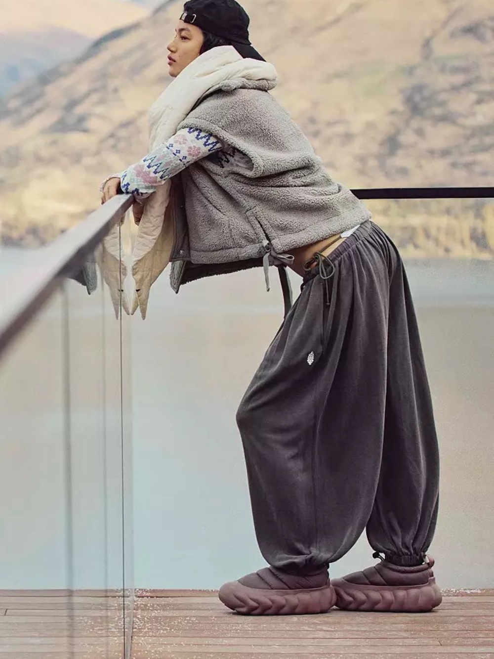 Free People Charcoal Brown Momentum Balloon Sweatpants